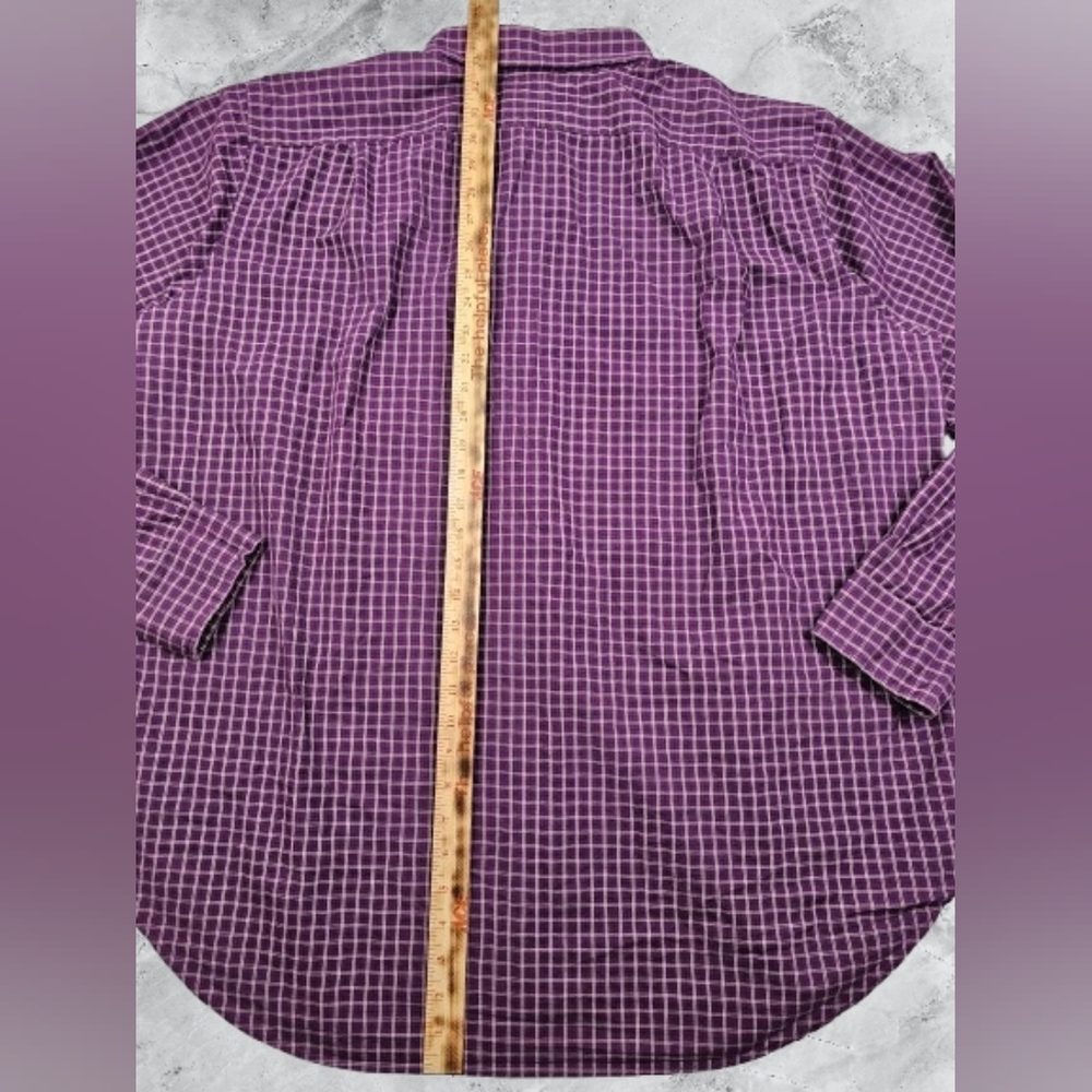 Polo by Ralph‎ Lauren Men's 2XL Big Purple Checkered Button Up Dress Shirt - Picture 6 of 8